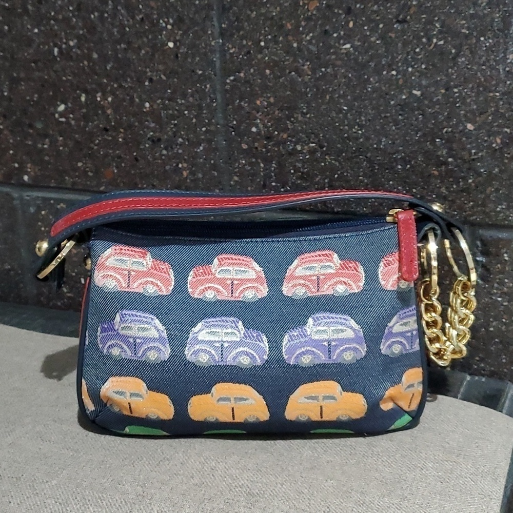 VINTAGE BRACCIALINI BAG W CARS WOMENS SHOULDER BAG SMALL BLUE RED ORANGE